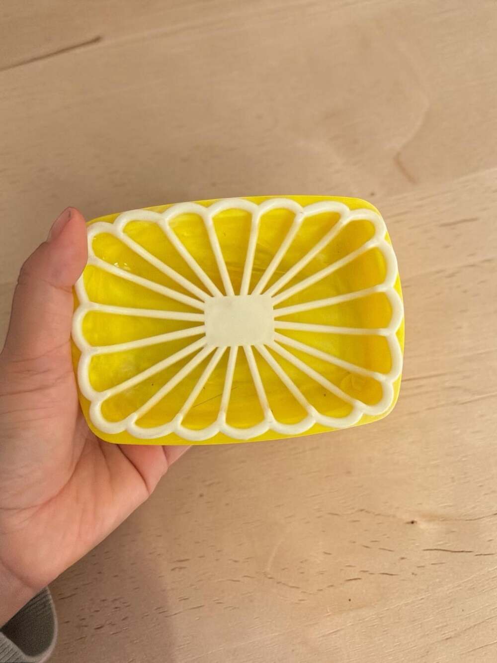 Vintage Yellow Plastic Soap Dish With White Insert